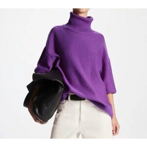 Cos womens Oversized Roll Neck Wool Jumper Sweater Small Purple quiet luxury